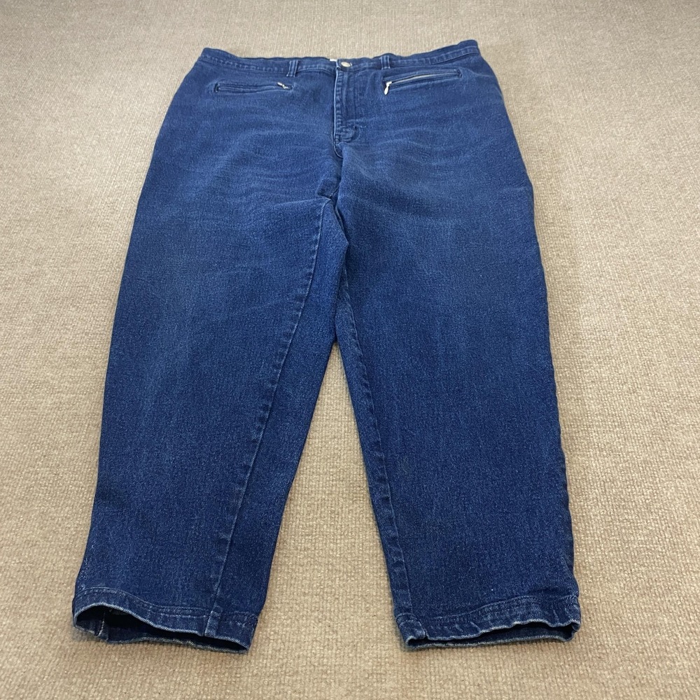 VTG Carolina Blues Plus Jeans Women 18WP Bare Back Relaxed Tapered Stretch Denim